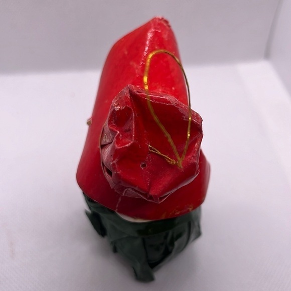 Vintage MCM Christmas Ornaments Flocked Felted Elf, Paper Mache Drummer Santa - Picture 14 of 16